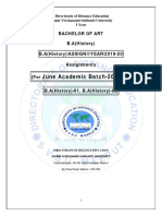 June Academic Batch-2019-20: Bachelor of Art B.A (History) B.A (History) /ASSIGN/I/YEAR/2019-20 Assignments