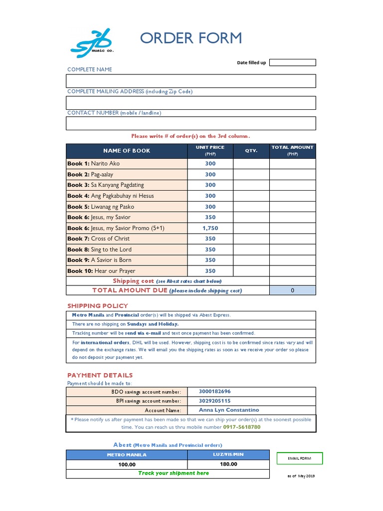 PayPal Book Order Form Details | PDF | Business
