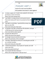 Algebra Word Problems Sheet 3