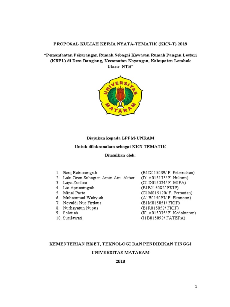 Proposal KKN: Pemanfaatan Pekarangan | PDF