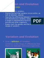 Variation and Evolution: Learning Outcomes