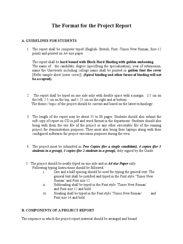 Guidelines For Project Report For Training Students Desh Bhagat Univ ...