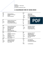 Preschool Calendar For Sy 2018-2019: A de La Salle Supervised School