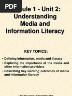 Module 1 - Unit 2: Understanding Media and Information Literacy