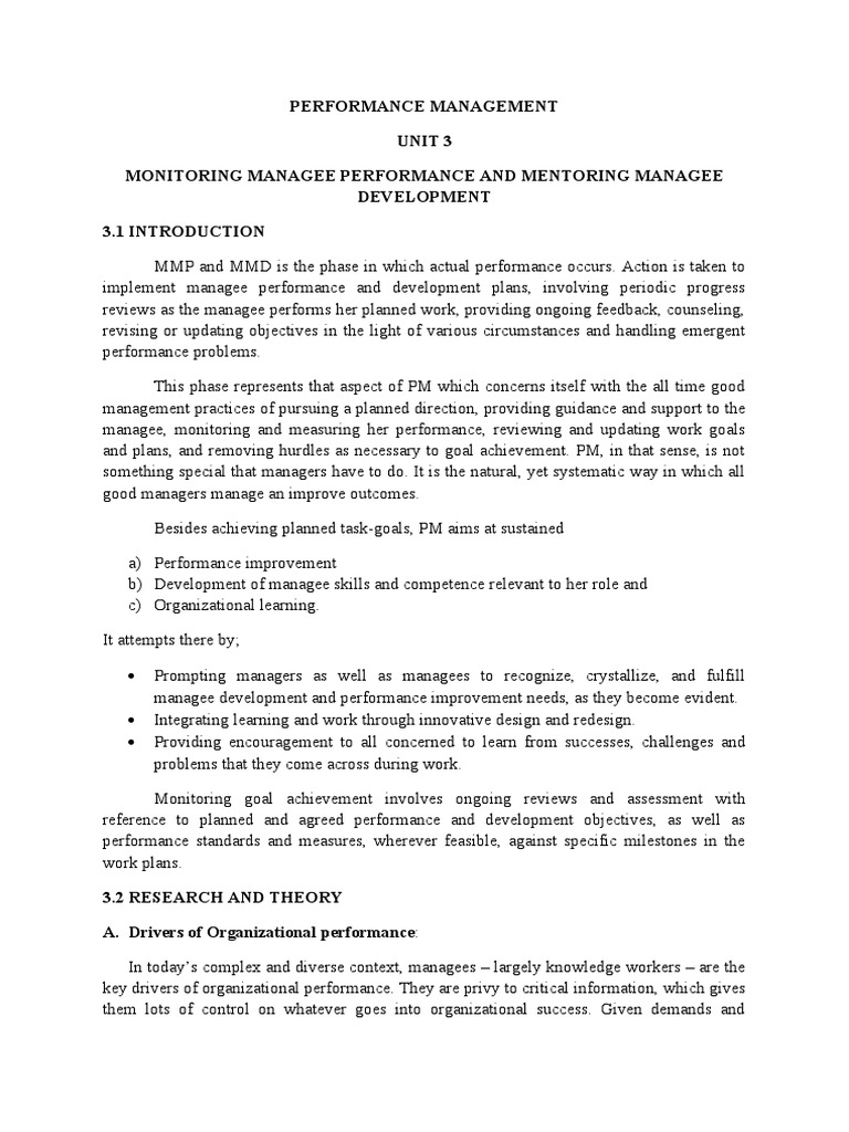 Managee Performance Monitoring & Mentoring | PDF | Leadership | Motivation