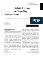 Preface To Solicited Letters To The Editor Regarding Inherent Safety