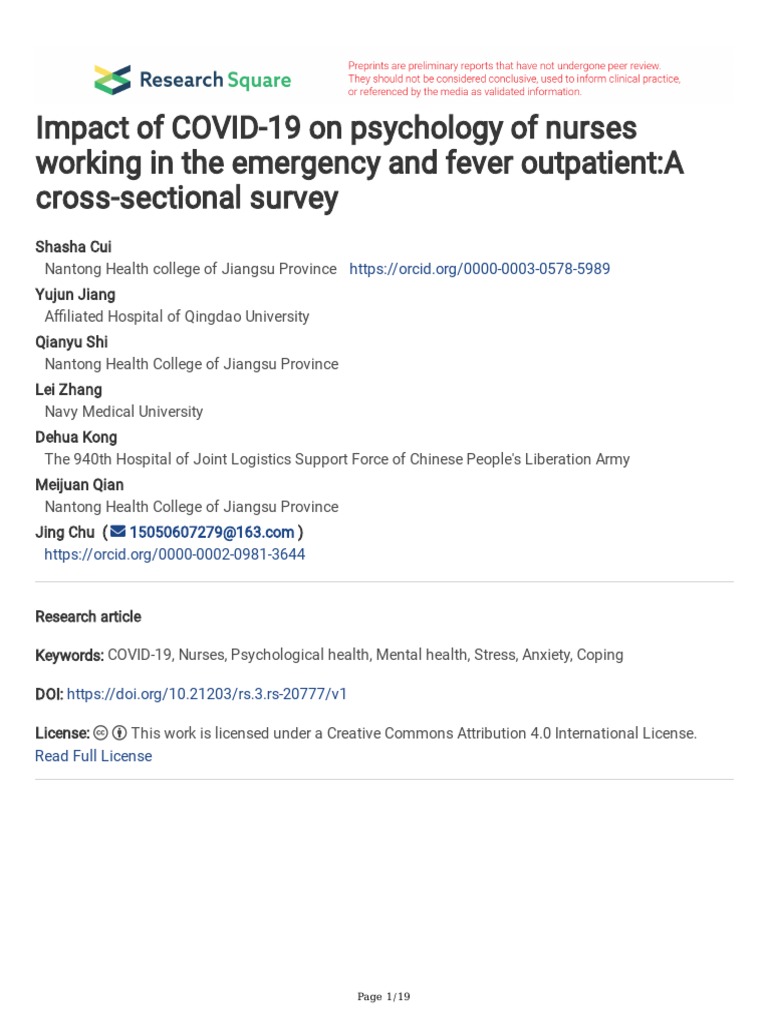 COVID-19's Psychological Impact on Nurses | PDF | Anxiety ...