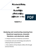 Fundamentals OF Theatre Standards GRADE: 9-12: Tahsfti.1