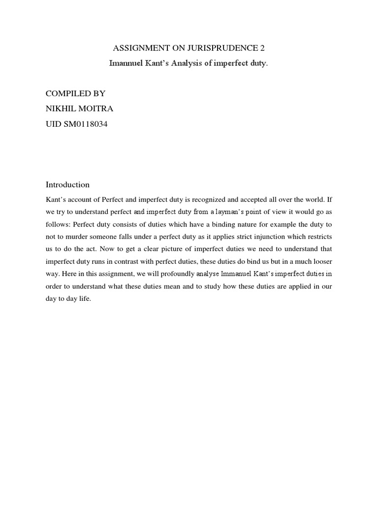 Kant's Analysis of Imperfect Duties | PDF | Immanuel Kant | Social ...