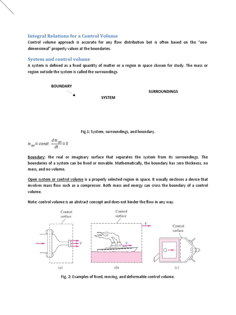 Integral Relations in Control Volumes | PDF | Flux | Fluid Dynamics