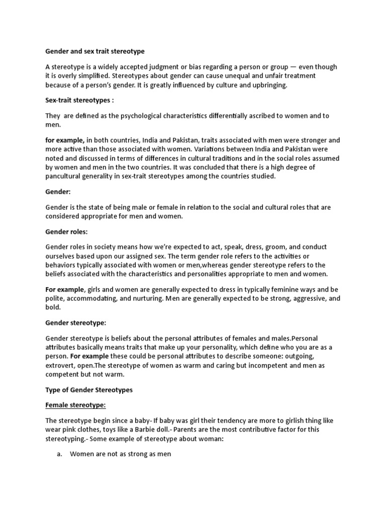 Understanding Gender Stereotypes | PDF | Gender Role | Stereotypes