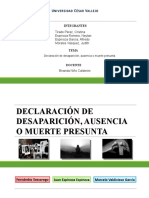 Declaracion de Desaparicion Ausencia o Muerte Presunta