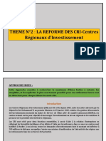 Theme N°2 La Reforme Des Centres Regionaux D - Investissement