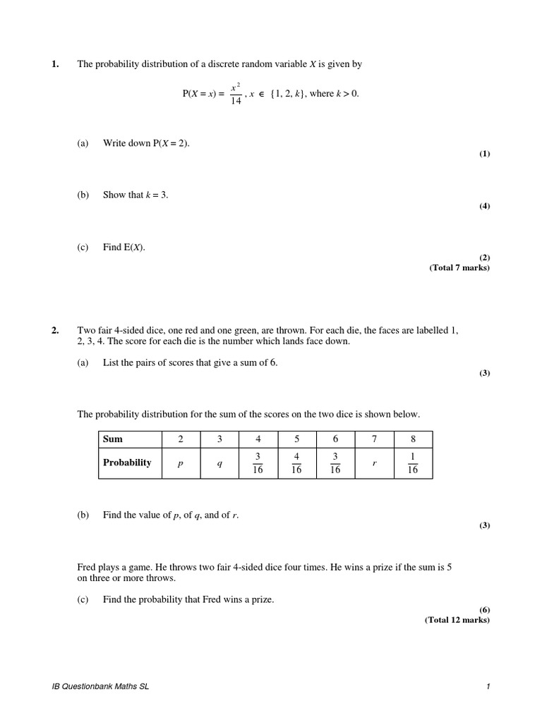 IB Maths SL Probability and Statistics Guide | PDF | Standard Deviation ...