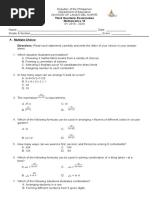 Third Quarterly Examination Mathematics 10: N R N R