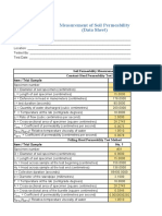 Measurement of Soil Permeability (Data Sheet) : Appendix A