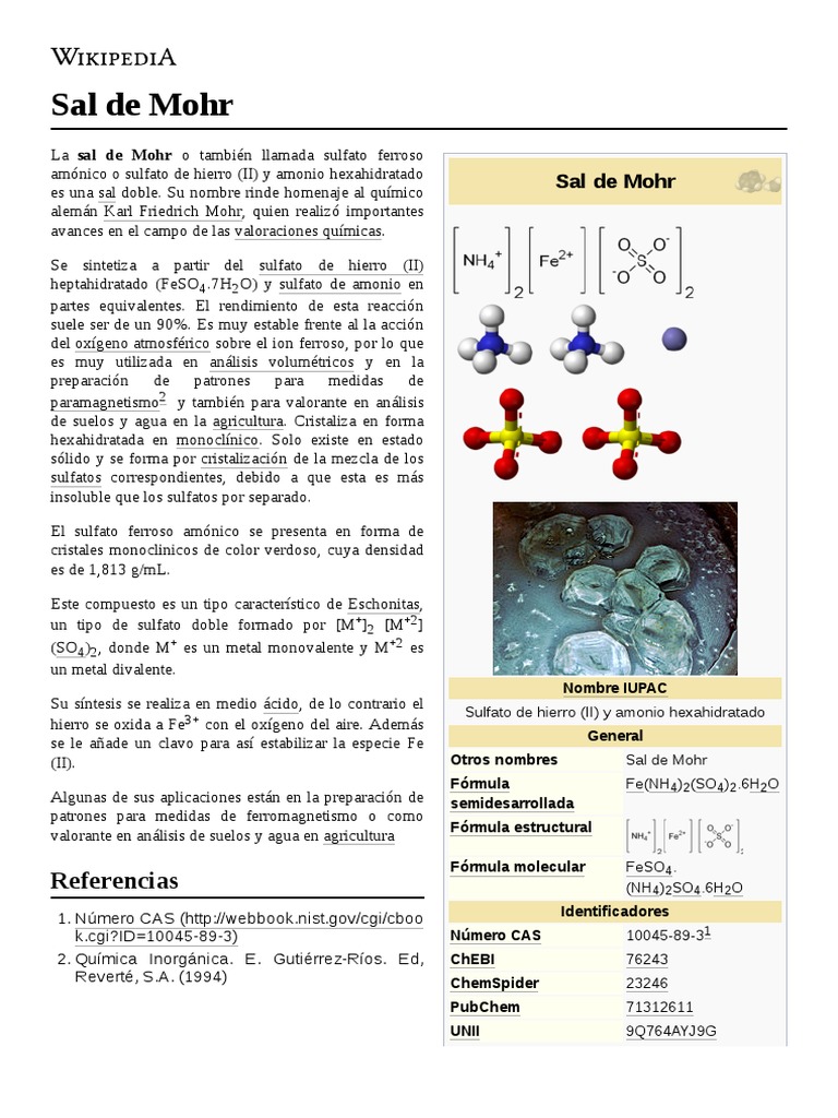 Sal de Mohr PDF Átomos Elementos químicos — free download