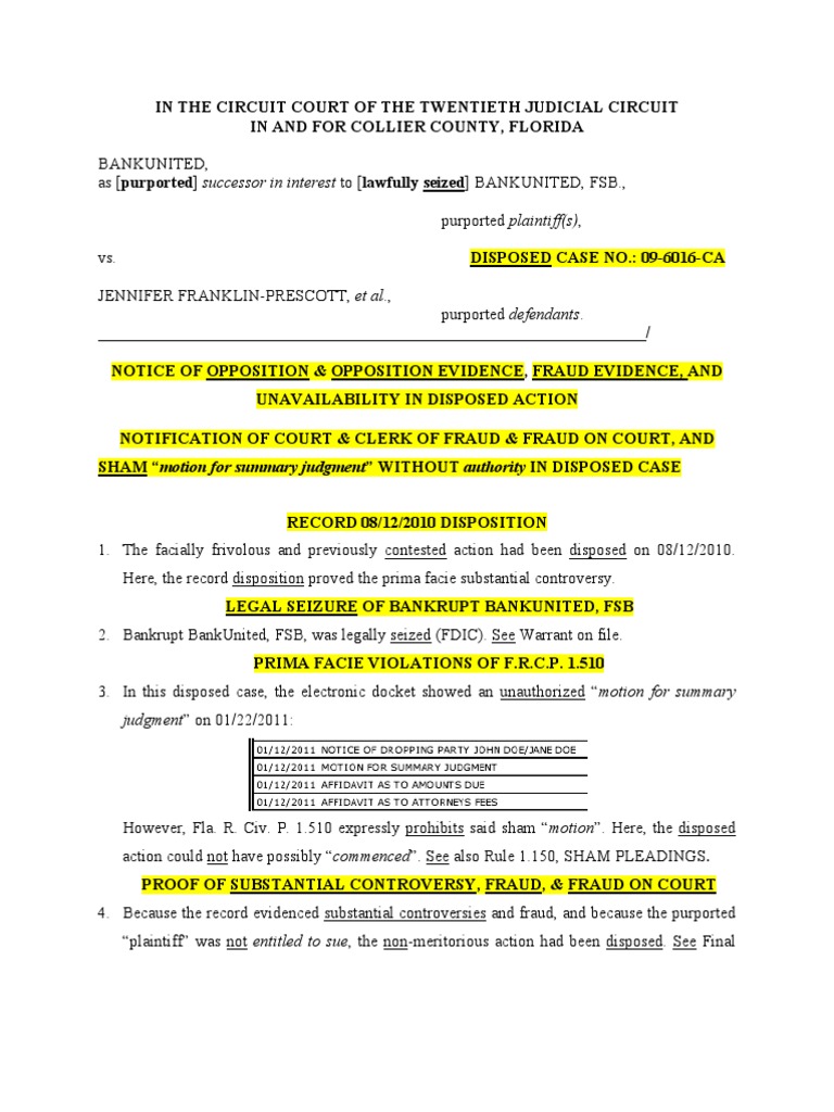 Notice of Opposition & Opposition Evidence, Fraud Evidence