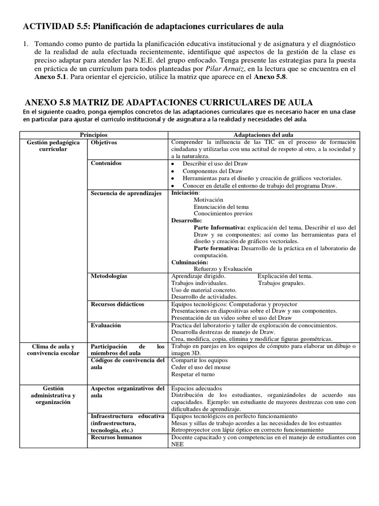 Adaptaciones Curriculares en Aula | PDF | Plan de estudios | Salón de ...