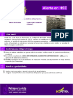 Alerta HSE Estallido Celda Eléctrica de Baja Tensión de EA1