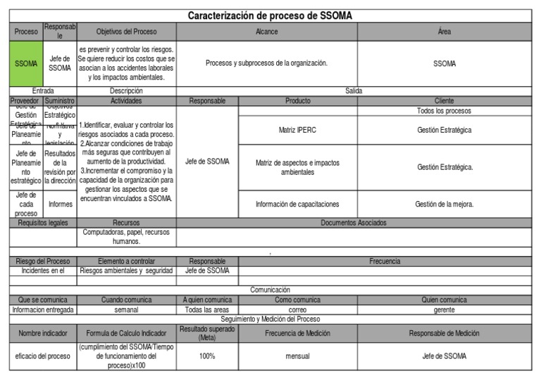 Proceso de Gestión SSOMA | PDF | Seguridad y salud ocupacional | Economias