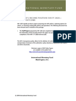 The Fund'S Income Position For Fy 2020 - Actual Outcome: International Monetary Fund Washington, D.C