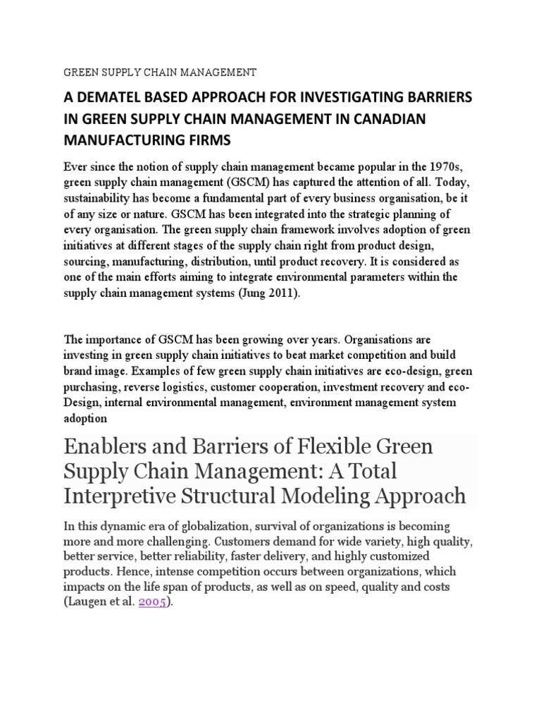 Green Supply Chain Management Pdf Supply Chain Environmental