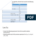 Postfix evaluation algorithm examples