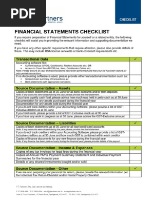 Financial Statements Checklist