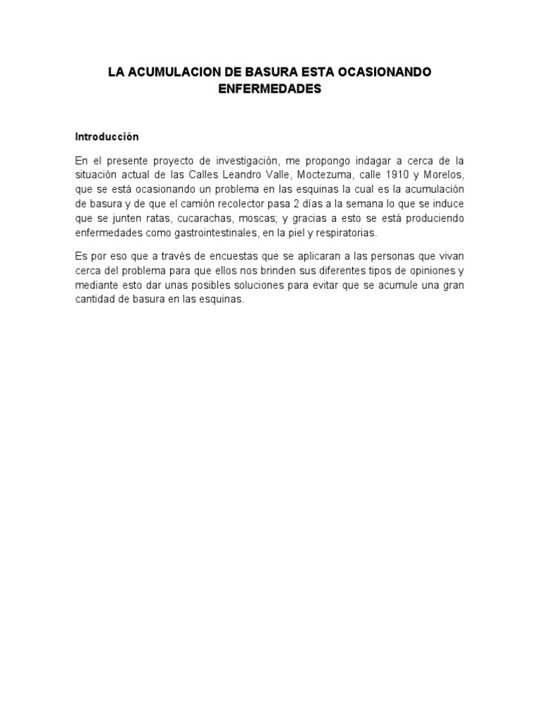 La Acumulacion de Basura Esta Ocasionando Enfermedades | PDF | Residuos ...