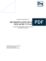 Determinación de La Masa Molar de Un Gas