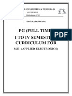 PG (Full Time) I To Iv Semesters Curriculum For: M.E (Applied Electronics)