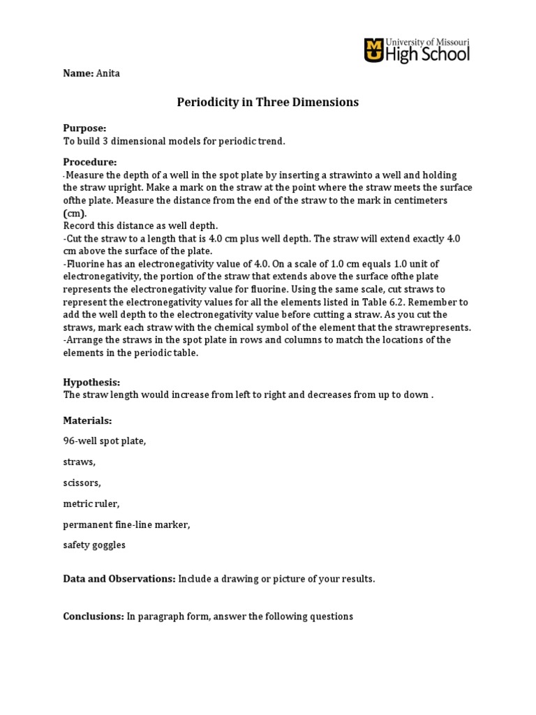 3D Model of Periodic Trends | PDF | Atomic Physics | Chemical Elements
