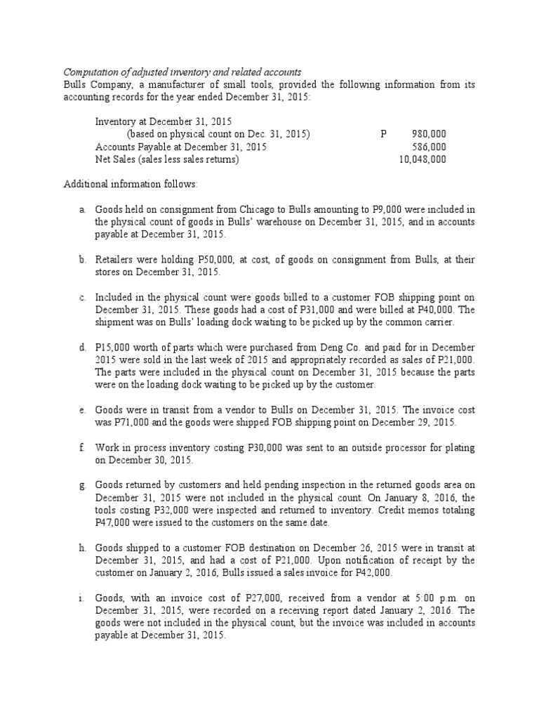Adjusted Inventory and Accounts Payable Analysis | PDF | Accounts ...