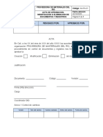 Formato Acta de Aprobación, Modoficación o Eliminación de Documentos y Registros