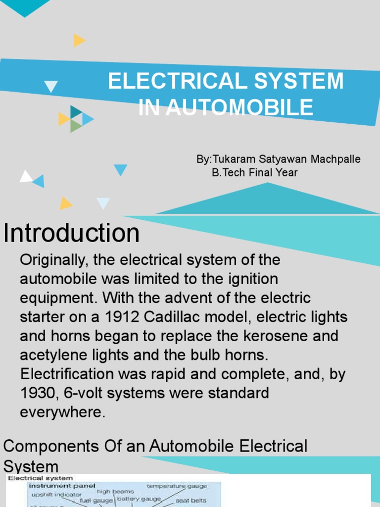 Electrical System in Automobile PDF Ignition System Headlamp