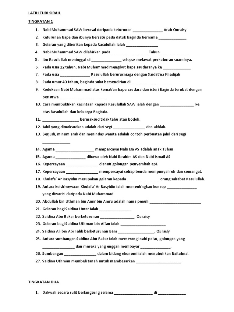 Latih Tubi Sirah Ting 1 2 3 Pdf