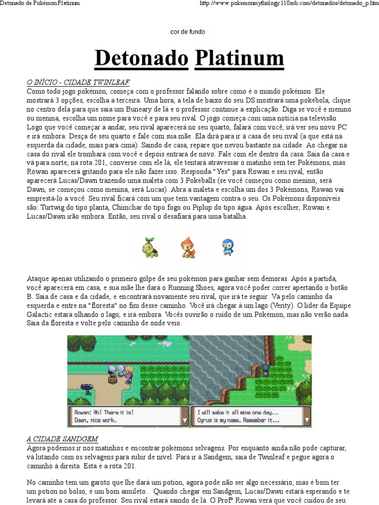 Detonado de Pokémon Platinum, PDF, Pokémon