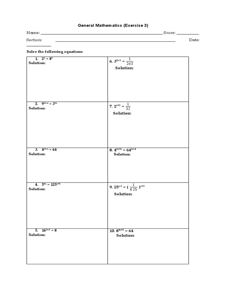General Mathematics Exercise Solutions | PDF | Teaching Methods & Materials