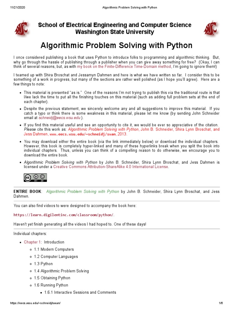 algorithmic problem solving with python