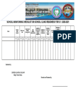 School Monitoring Checklist On School Clinic Readiness For S