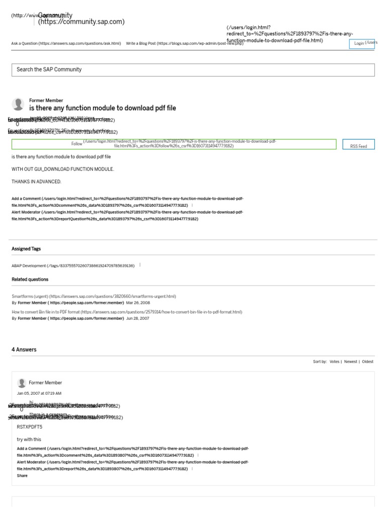 Is There Any Function Module To Download PDF File - SAP Q&A | PDF | Tag ...