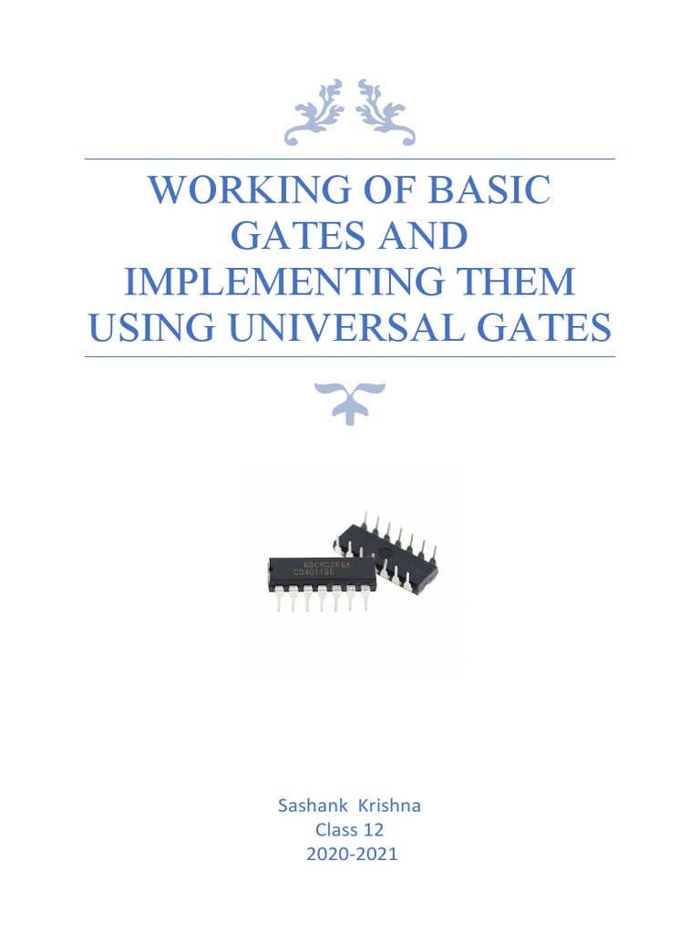 Working of Basic Gates and Implementing Them Using Universal Gates PDF