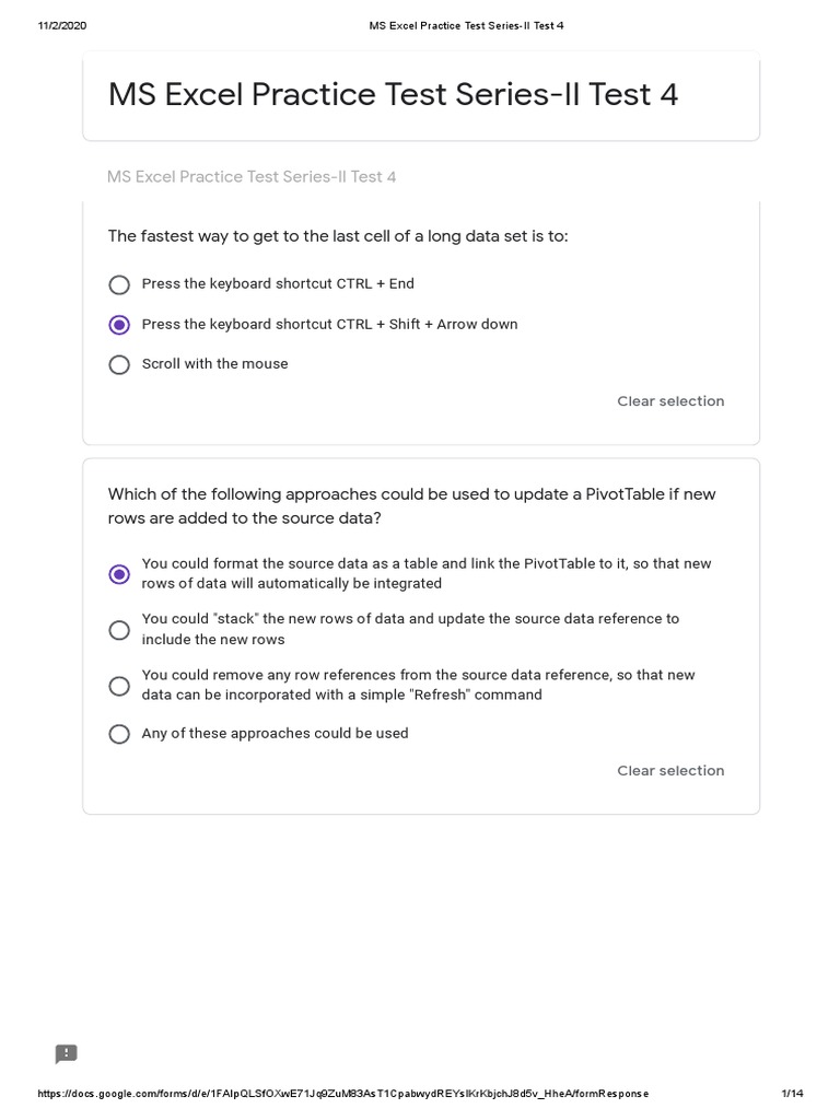 MS Excel Practice Test Series II - Test 4 | PDF | Microsoft Excel ...