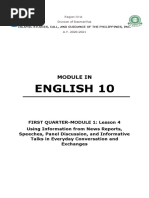 Quarter 1 - Module 1 - Lesson 4 - ENGLISH 10