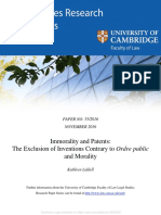 Immorality and Patents: The Exclusion of Inventions Contrary To Ordre Public and Morality