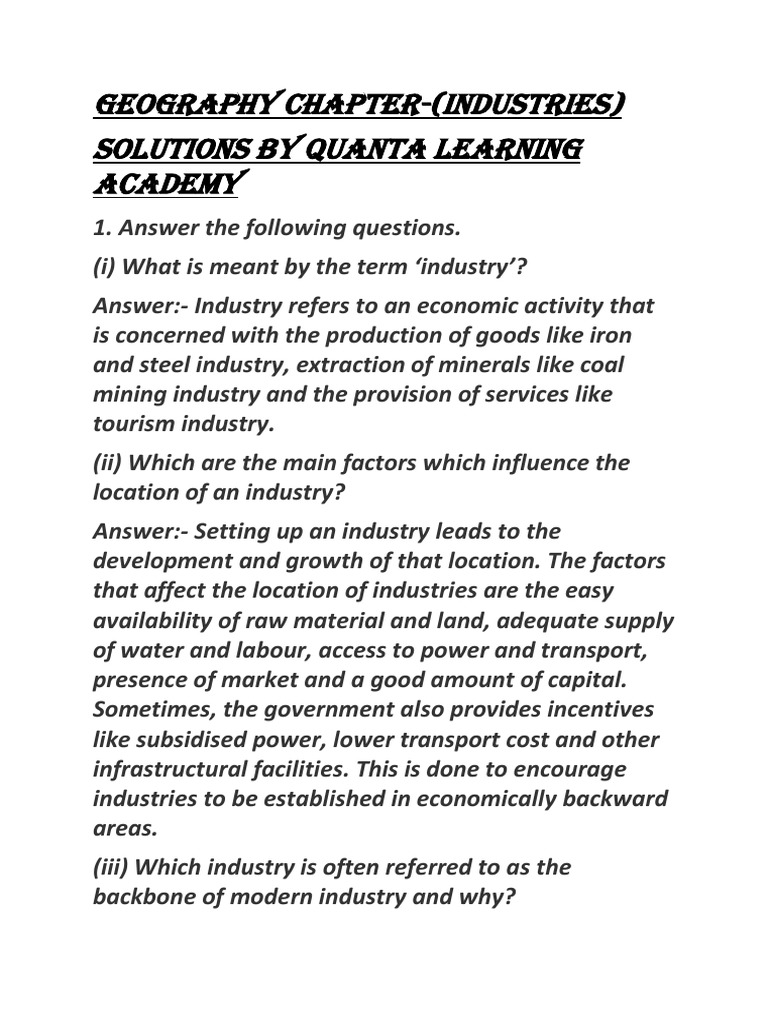 Geography Chapter (Industries) Class 8 PDF Jute Textiles