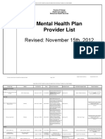 Mental Health Plan Provider List: Revised: November 15th, 2012