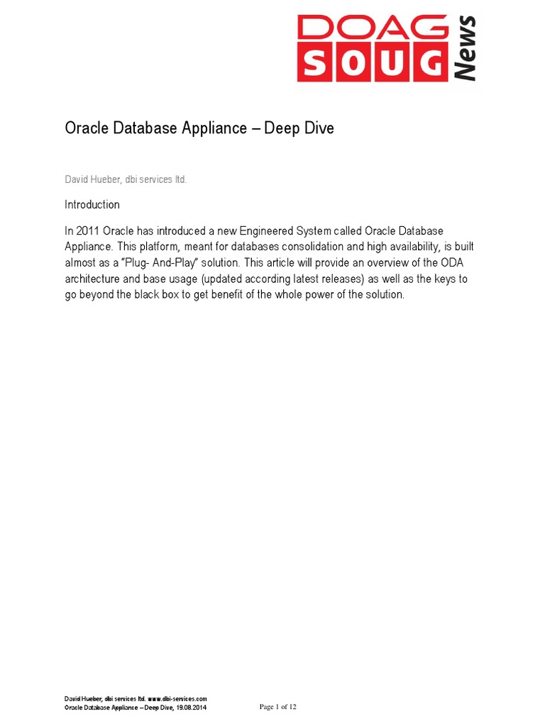 Oracle Database Appliance Overview | PDF | Computer Data Storage | Backup