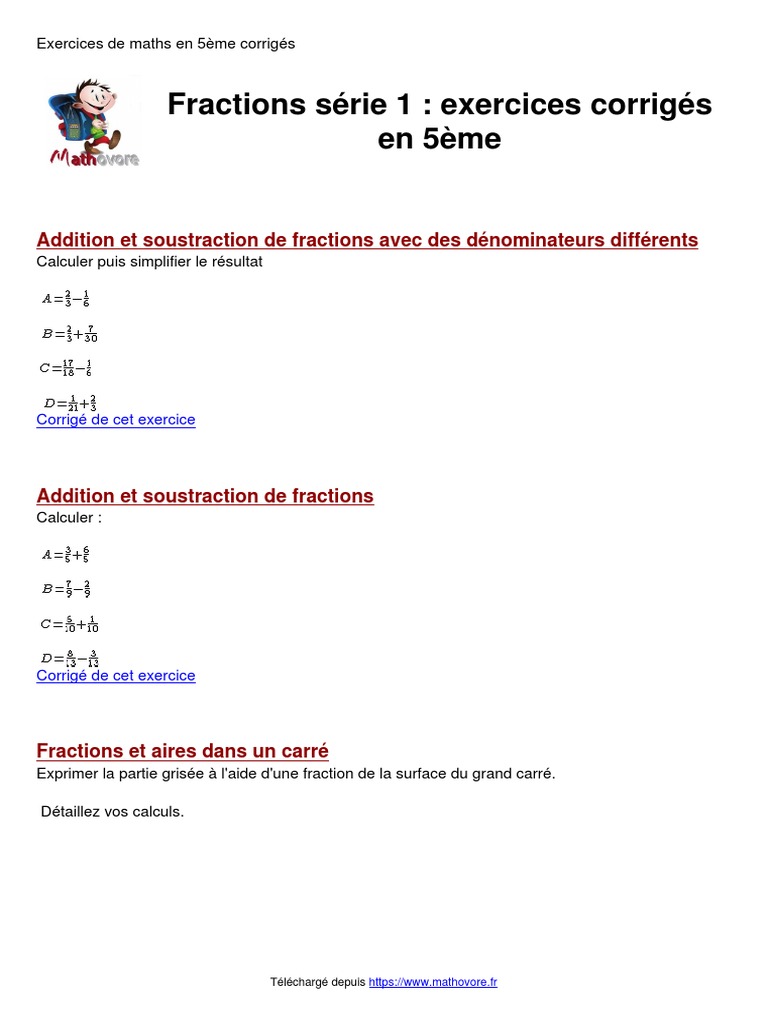 Exercice Simplification De Fraction 5ème Avec Correction TD Leçon7 PDF | PDF